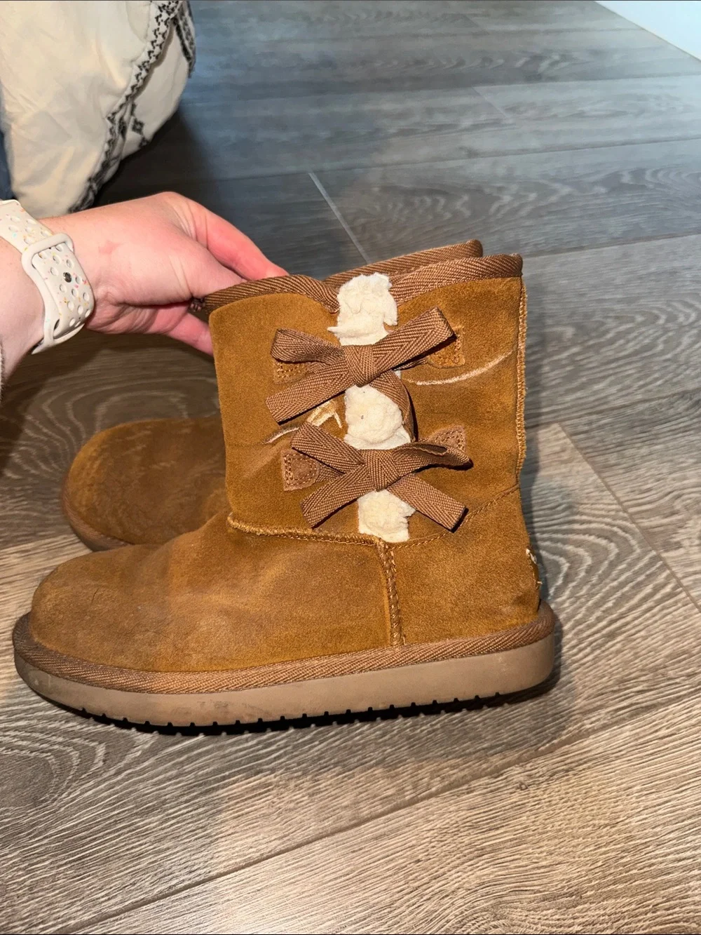 Ugg Chestnut Suede Bow-Back Shearling Boots